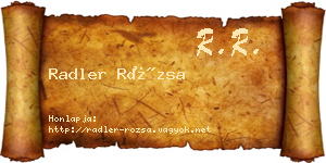 Radler Rózsa névjegykártya